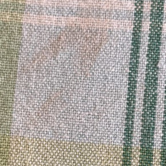 Vintage April Cornell Square Green/Blue Plaid Fringed Tablecloth 48" x 48" - Picture 4 of 7